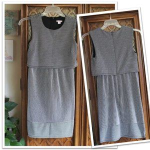 XHILARATION Microstriped Popover Textured Sheath Dress - Black/White, Size S